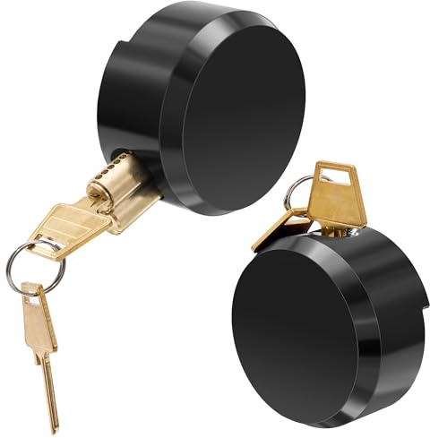 Sgorlds Heavy Duty Hidden Shackle Puck Lock, Hidden Shackle Padlocks Keyed Alike Trailer Puck Padlocks with Enlarged Lock for Vans (Black-2 Piece)