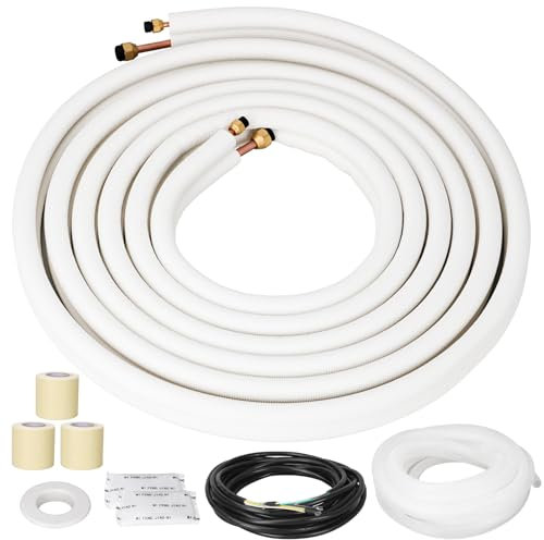 HOXHA Mini-Split-Leitungs-Set für Klimaanlage, Kupferrohrverlängerung, 6,3 mm und 0,95 cm, PE verdickt für Wechselstrom und Heizung, 9000BTU