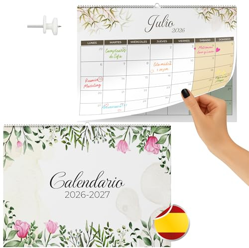 Finoly Calendario 2026 Pared Enero 2026 Junio 2027 (18 Meses) | Calendario Mensual 2026 | Calendario Pared 2026 (Naturaleza)
