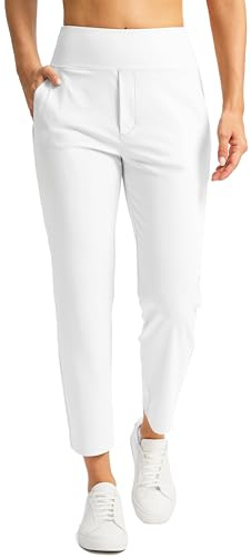 SANTINY Pantalon pour femme avec 3 poches taille haute 7/8 extensible pour le golf, les voyages, l'athlétisme, le travail