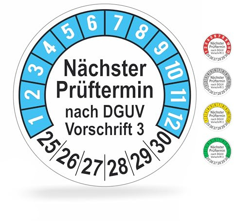 beihaasnatuerlich® 560 st testplaketter Nästa testarmin, 20 mm Ø, testeknologi enligt DGUV V3, 2025–2030, testklistermärken, e-Check tetikett, plakett för elektriska apparater (blå, 5 ark)