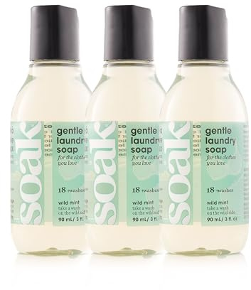 SOAK - Lessive pour linge délicat, Modern Laundry Care, respectueux de l'environnement, multipacks menthe 3 x 90 ml