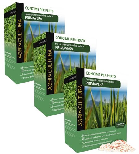AGRI-CULTURA® | Concime Prato Primavera 210m²| Nutrizione Completa, Rinverdente, Resistente al Calpestio | Rigenera Dopo l’Inverno e Protegge dal Caldo | Rilascio Graduale per Prato Verde e Rigoglioso