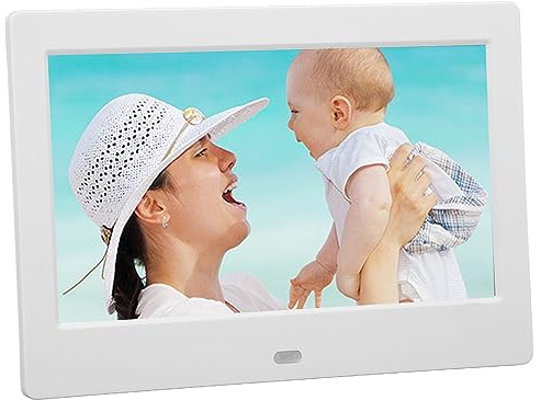 ZJchao Cornice Digitale da 7 Pollici, Display IPS HD Risoluzione 800x480 con Altoparlante Integrato e Telecomando, Connessione WiFi per L'arredamento di Casa e Ufficio (Spina europea)