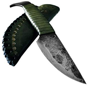 Toferner - Cuchillo de acero cabeza de pájaro - Forjado a mano y aspecto vintage - Hoja puntiaguda ultra afilada - Elegante diseño antiguo - Incluye estuche de cuero auténtico