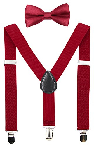 HANERDUN Tirantes Unisex con Pajarita para Niños y Niñas Fijación con Tres Clips en la Cintura del Pantalón para Niños de 1-10 Años