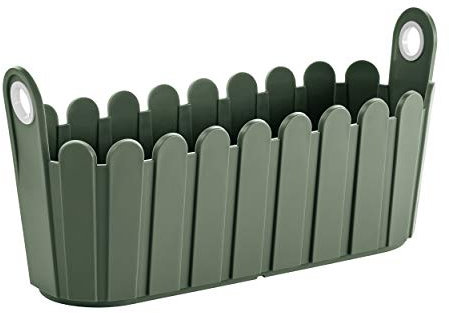 POETIC/EMSA - Blumenkasten für den Außenbereich - Pflanzgefäss aus recyceltem Kunststoff - Jardinière - Dekorativ - Farbe Grün - L.38,9 x B.14,8 x H.19,1 cm - 4,3 Liter