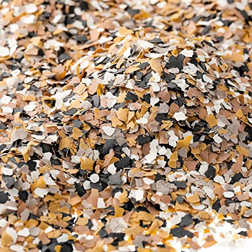 350 G/ 0.77 lb Decorative Color Chips Epoxy Flakes 3-5 mm Blend Concrete Floor Coatings Decorative Paint Flakes for Garage Floor Paint Interior Exterior Wall (Dark Brown, Light Brown, White, Black)