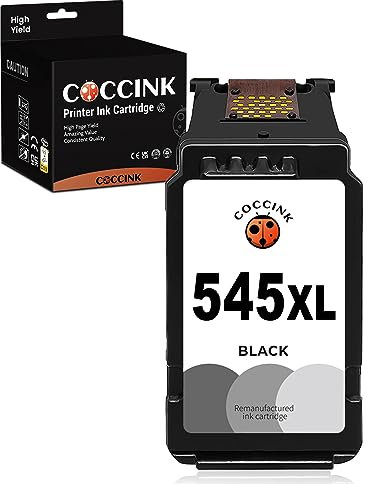 COCCINK PG-545 XL (1 Schwarz) Wiederaufbereitete Druckerpatronen Ersatz für Canon 545XL für PIXMA MG2450 MG2455 MG2550 MG2555 TS205 TS305 iP2800 iP2850 iP2855 MG2950 MG2955 MX495 TR4500 TR4651