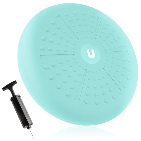 unycos - Cojín de Equilibrio y Yoga Antideslizante de 33 cm con Bombín de Aire, Propioceptivo e Hinchable, Soporte Lumbar, Semi Esfera para Fitness, Pilates, Rehabilitación (Turquesa; PureZen)