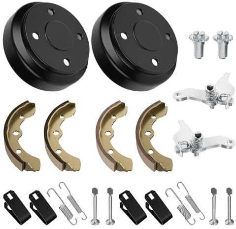 CLUBRALLY Golf Cart Rear Brake Drum/Hub and Brake Shoes Deluxe Repair Kit, Club Car Brake Kit for Club Car DS 1995-Up & Precedent 2004-Up Golf Cart, OEM#101791101, 101823201