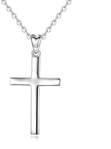 CELESTIA Halsband för kvinnor 925 silver litet korshänge med kedja i rostfritt stål, presentidé för kvinnor födelsedag, jul, dop flicka, smycke mamma, dotter, vän