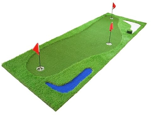 Tapete verde profesional para golf – Alfombrilla de entrenamiento antideslizante para interiores y exteriores con putter largo para mejorar la práctica y mejorar las habilidades