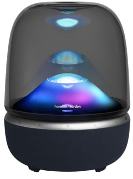 Harman Kardon Aura Studio 5 Wi-Fi Home Speaker, Constant Sound Field Technology with 3-Way Speaker Design, Multi-Speaker Connection by Auracast, Colourful Lightshows, 360° Ambient Glow, Black