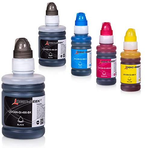 Logic-Seek 5 Tintenbehälter kompatibel mit Canon GI-590 / GI-490 für Canon Pixma G4511 G3501 G2501 G1501 G1400 G1500 G2400 G2500 G3400 G3500