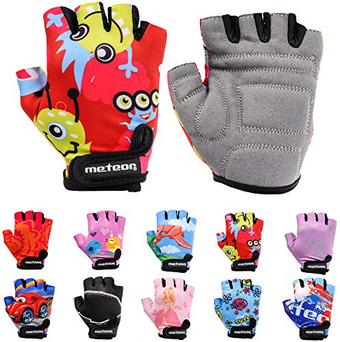 meteor Guantes de Ciclismo Niñas y Niños - Guantes Bicicleta para Infantil MTB BMX Carretera Montaña sin Dedos
