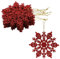 Packung mit 12-10 cm Glitter Schneeflocke zum Aufhängen - Weihnachtsschmuck (Rot)