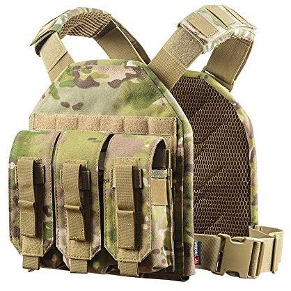 WLXW Gilet Tactique Extérieur, Équipement De Sport De Gilet D'aventure en Plein Air Respirant Réglable Multifonctionnel, Taille Unique, Chasse Au Paintball Airsoft Et Jeux De Tir CS,CP