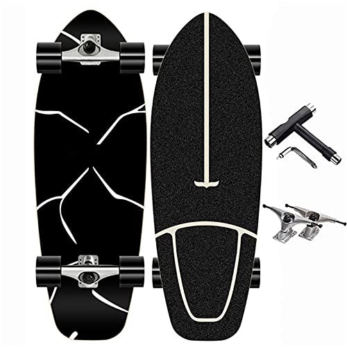 Surf Skateboard Dance Anfänger Komplette Cruiser Skateboard Surfskate 30'', 8 Lagen Ahorn Decks Longboard für Kinder Jugendliche Erwachsene, mit CX7 Carving Truck, Kugellagern ABEC-11, T-Tool,E