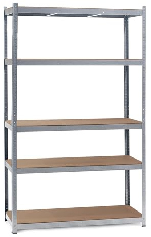 Wiltec Scaffale per carichi pesanti zincato 100x50x204cm Scaffale a incastro 5 ripiani 200kg/piano