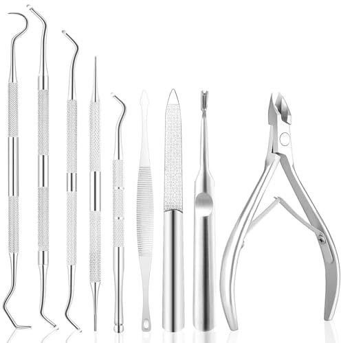 SDwfxd 9 piezas de pedicura de acero inoxidable, Kit Herramientas Podología, CortaúñAs PodóLogo Para UñAs Duras Y Gruesas Encarnadas