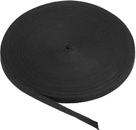 PATIKIL Cintas de sesgo de algodón 1 cm 45 m cinta de algodón de sarga cinta de encuadernación cinta espina pescado para costura regalo envoltura manualidades bricolaje negro