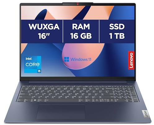 Lenovo IdeaPad Slim 5 16IAH8 - Ordinateur Portable 16'' WUXGA (Intel Core i5-12450H, RAM 16Go, SSD 1To, Intel UHD Graphics, Windows 11 Home) Clavier AZERTY Français - Bleu