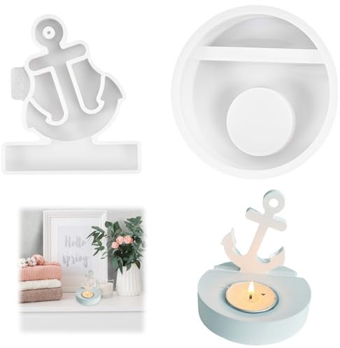 Silikonformen Gießformen Kerzenhalter, Anker Teelichthalter DIY Silikon Gießform