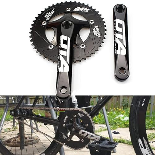 BESNIN Singlespeed-Fahrrad-Kurbelgarnitur, 170 mm, 48T BCD Einzelkurbelarme für Fahrrad, quadratische Kurbelgarnitur, Schwarz