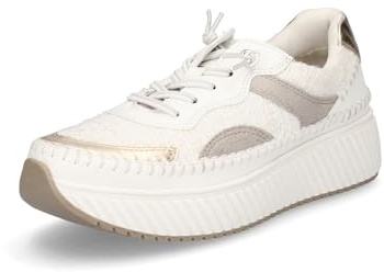 MARCO TOZZI Sneaker da donna piatte con lacci, suola Chunky, Oro bianco., 40 EU
