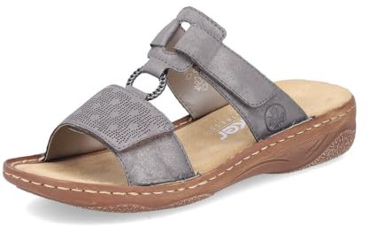 Rieker Damen Klassische Sandalen V2885, Frauen Sandalen,Sommerschuhe,Freizeitschuhe,offene Schuhe,Strandschuhe,grau (42),41 EU / 7.5 UK
