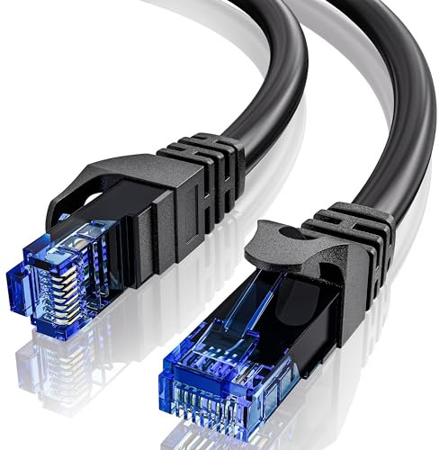 Cable Ethernet 5 Metros, Cat 6 Alta Velocidad Cable de Red 5m Interior Negro, 23AWG RJ45 Cable Internet 10/100/1000Mbps 250MHz, CCA UTP Redondo Gigabit Patch Cable LAN para Router Switch PC (5 Clips)