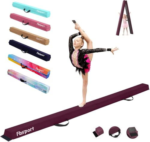 FBSPORT Barra de Equilibrio Gimnasia, 300cm Viga de Equilibrio Plegable, Viga de Equilibrio de Gimnasia, Viga de Equilibrio de Capa Flocada, Equipo para Niños, Barra Plegable de Equilibrio Gimnasia