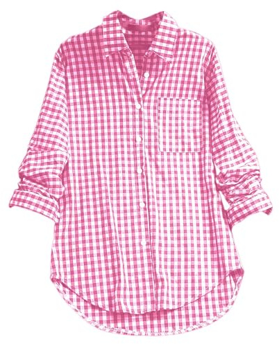 Générique Chemise à Carreaux Femme Chemise Col en V Décontractée à Manches Longues Classique Blouses Boutonnées LâChe Respirant T-Shirts Grande Taille Blouses Top Bucheron Western Gilet (M)