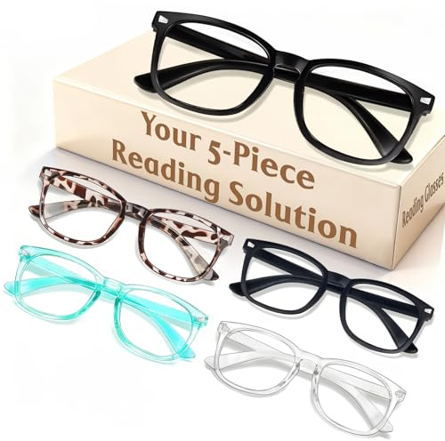 CHEERS DEVICES Reading Glasses for Women Men 5-Pack Anti-Glare UV400