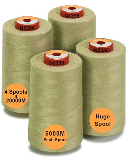 New brothread - 28 Optionen - 4 Große Konen 5000M Allzweck Polyester Nähgarn 40S/2 (Tex27) zum Nähen, Quilten, Patchwork, Serger und Overlock - Kiwi