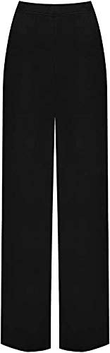 OgLuxe Damen Hose Palazzo mit weitem Bein, elastisch, Größe 36-54 Gr. 46-48, Schwarz