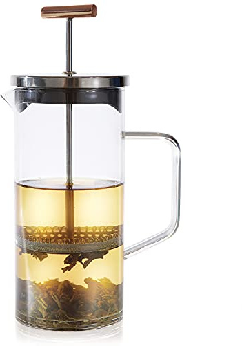 Teabloom Tea Press with Copper Pull Handle and Stainless Steel Filter – Tea Connoisseur's Choice – Pekoe Tea Maker, 20-Ounce