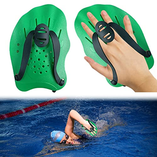 Pagaia a Mano Unisex-Adulto, Pagaie per Nuotare con Cinghie Regolabili Forza Potenza Aiuto Piscina Attrezzature Accessorio da Allenamento per Adulti Bambini