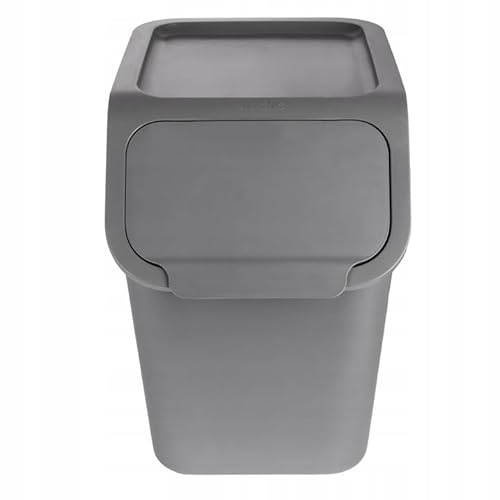 Go Practic Küchen Mülleimer 1x 25L Grau mit Deckel, Biomülleimer, Mülltrennsystem für Recycling, Abfallbehälter zur Trennung, Click-Funktion, Abfallbehälter zur Mülltrennung