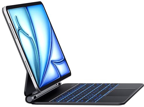 Earto Magic Keyboard para iPad Air 11 Pulgadas (M4 2026/M3 2025/M2 2024) y iPad Air 10.9 Pulgadas(4.ª a 5.ª Gen), 7 Colores retroiluminación, Trackpad multitáctil, Negro