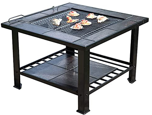 Braciere da esterno, falò portatile e braciere in legno, set da tavolo per barbecue, caminetto da giardino all'aperto