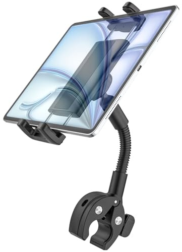 Kolasels Gooseneck Bike Tablet Mount, Motorcycle Handlebar Tablet Mount, Adjustable Arm Mount for iPad 10.9 inch Pro, Air, Mini, Galaxy Tabs