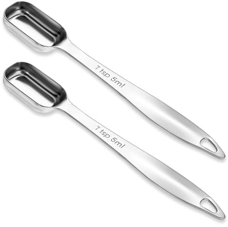2 Pezzi Set di Cucchiai Dosatori da 5ml Cucchiai Dosatori Rettangolari in Acciaio Inox Cucchiaio Dosatore in Metallo Adatto per La Cottura Al Forno e la Cottura in Cucina a Casa
