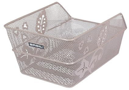 Basil Cento Flower Fahrradkorb hinten • Schwarzer Stahl-Gepäckträgerkorb • groß & stabil • E-Bike geeignet • ideal für Einkauf, Schule & Alltag - Metallfarbig