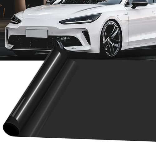 Film teinté pour phares de Voiture, Auto-adhésif Haute Transparence et Teinte de feu arrière, Film de Protection imperméable et résistant aux Rayures pour Voitures (30CM x120CM) (Noir)