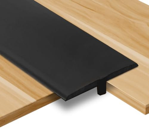 CEWROM Profilé de transition, profilé en T, 300 cm, bande de transition autocollante en PVC, seuil de porte plat pour stratifié, carrelage et transitions de sol, cache de fente intérieur (noir)