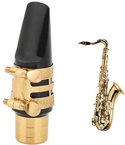 Ejoyous Ensemble D'embouts de Saxophone Alto, Embout Professionnel Noir avec Capuchon et Ligature, Accessoires de Saxophone en Métal pour Professionnels et Débutants