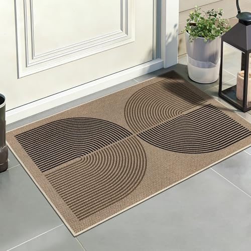 Capslpad Fußmatte außen und Innen 50 x 80 cm, Jute Aussehen rutschfeste Schmutzfangmatte Dünne Türmatte, Waschbar Fussmatte Aussen für Haustür, Eingangsbereich, Balkon