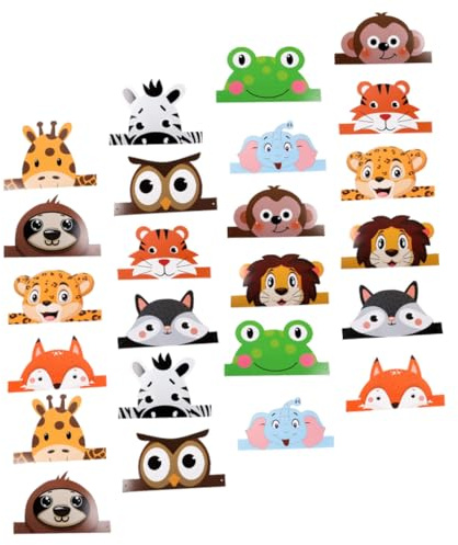 TOYANDONA 24pezzi Cappellini Di Carta Forma Di Animali Per Feste Di Compleanno Cappellini Decorativi Per Ragazzo Ragazza Per Feste Tema Di Giungla Kit Di Articoli Per